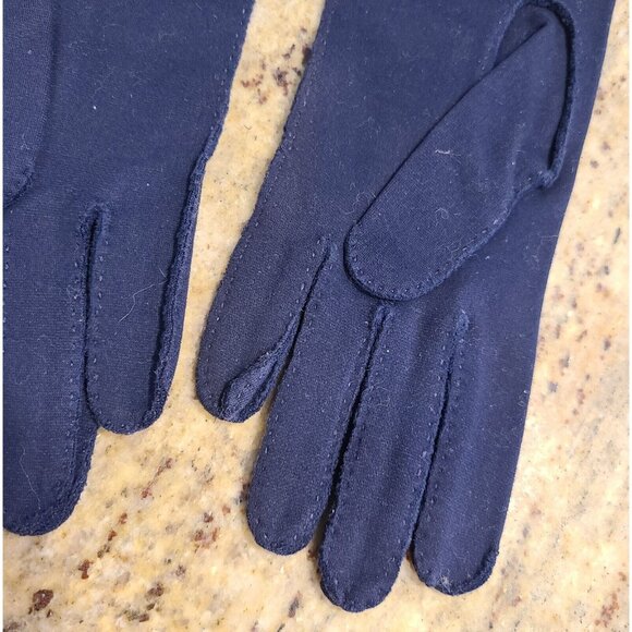 New! Vintage Size M/L 7.5 Blue Cotton Stretch Formal 9.5" Gloves Braided Cuff - Picture 8 of 16